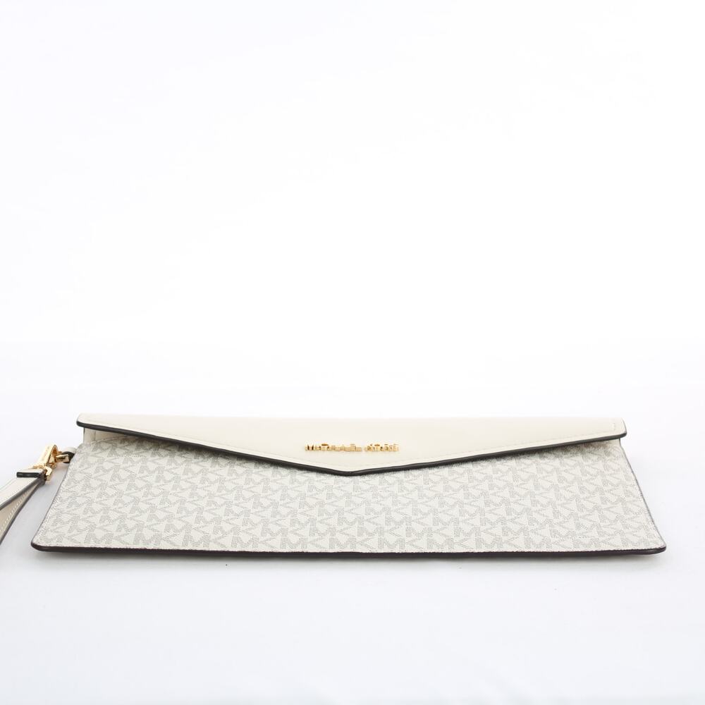Michael Kors Signature Wristlet Wallet Beige MK Monogram Flap Clutch - Picture 5 of 6